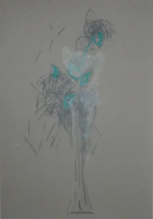 石版画 Hernandez Pijuan - Bouquet sur carton