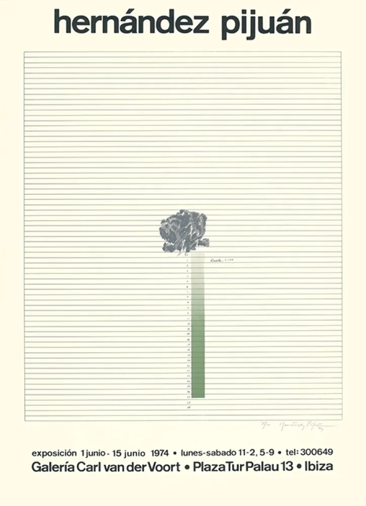 丝网印刷 Hernandez Pijuan - Cartel de la exposición Galería Carl van der Voort, Ibiza