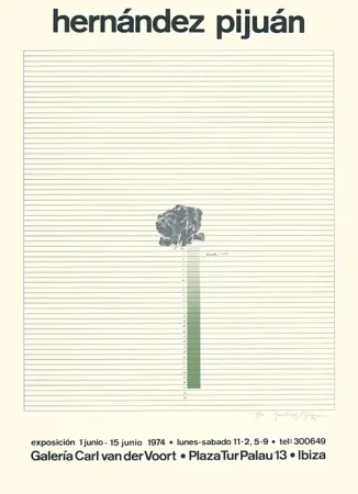 丝网印刷 Hernandez Pijuan - Cartel de la exposición Galería Carl van der Voort, Ibiza