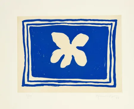 飞尘腐蚀法 Hernandez Pijuan - Flower in blue frame (Flor blava)