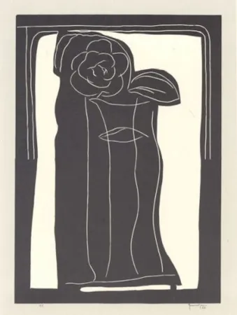 油毡版画 Hernandez Pijuan - Gerro amb flors