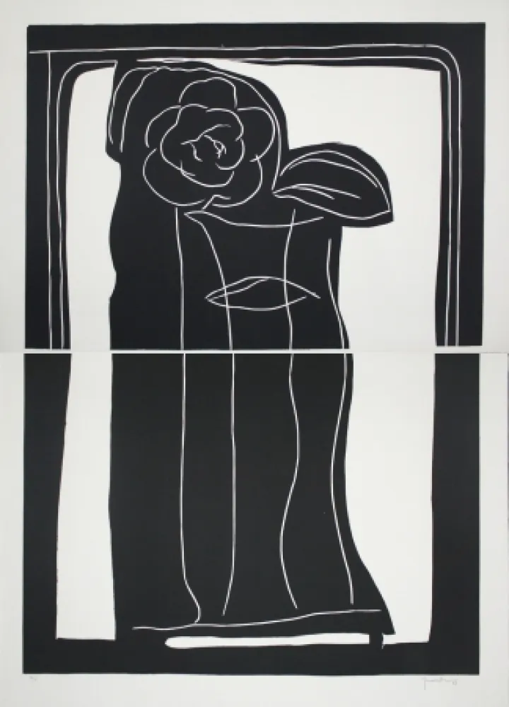 油毡版画 Hernandez Pijuan - Gerro amb flors / Vase with Flowers