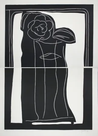 油毡版画 Hernandez Pijuan - Gerro amb flors / Vase with Flowers