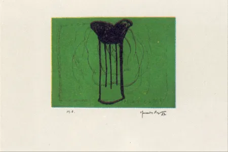 复数作品 Hernandez Pijuan - Gerro i flor sobre verd