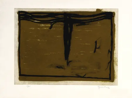 版画 Hernandez Pijuan - Paisaje con ciprés