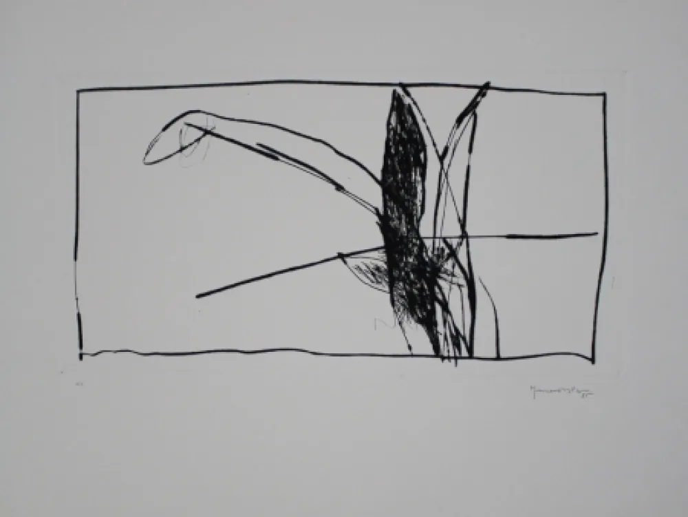 干刻版画 Hernandez Pijuan - Paisatge amb xiprers V / Landscape with Cypresses V