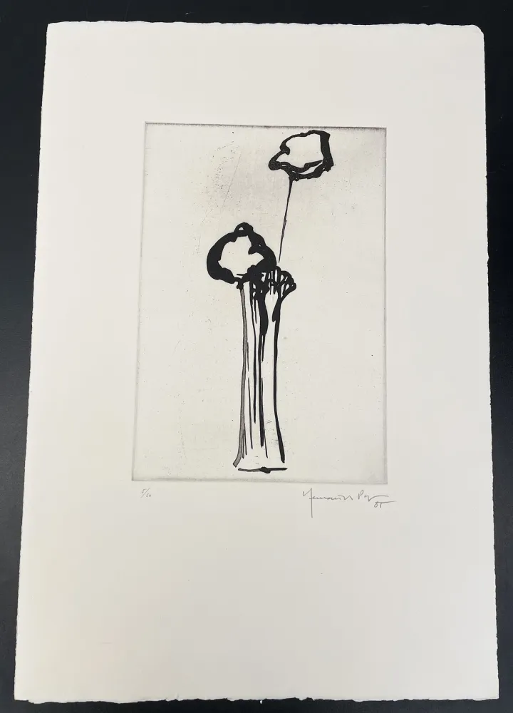 蚀刻飞尘法 Hernandez Pijuan - Untitled (Vase and Flower)