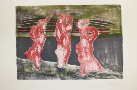 石版画 Herold - Drei Figuren