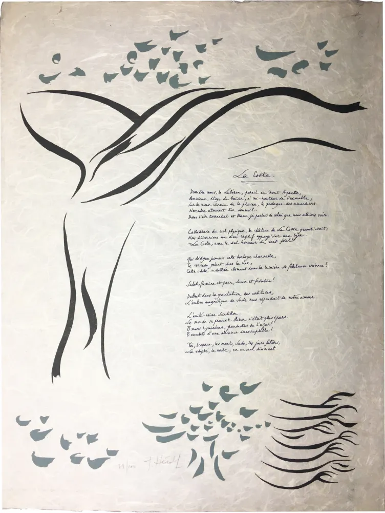 版画 Herold - Gilbert Lély : LA COSTE. Affiche-Poème originale (1968).