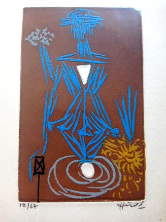 蚀刻版画 Herold - Portrait, Eau-forte en coeurs signée, 1972 - Hand-signed