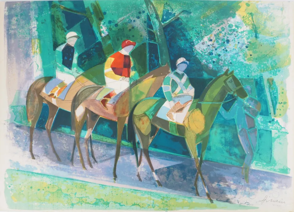石版画 Hilaire - Jockeys en promenade