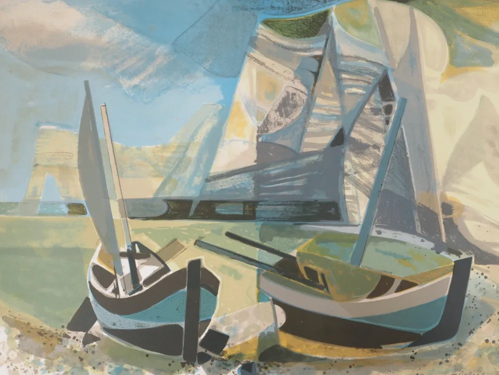 石版画 Hilaire - Normandie, les falaises d'Etretat