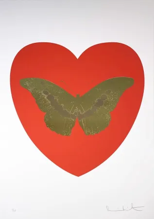丝网印刷 Hirst - I Love You - Red/ Oriental Gold/ Cool Gold