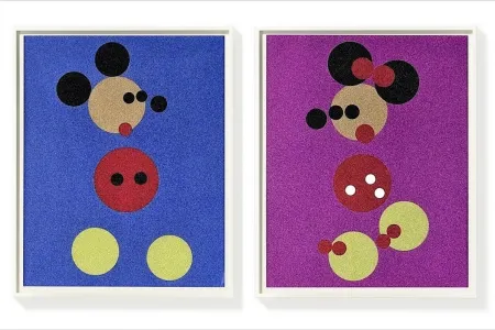 丝网印刷 Hirst - Mickey (Blue Glitter) & Minnie (Pink Glitter)