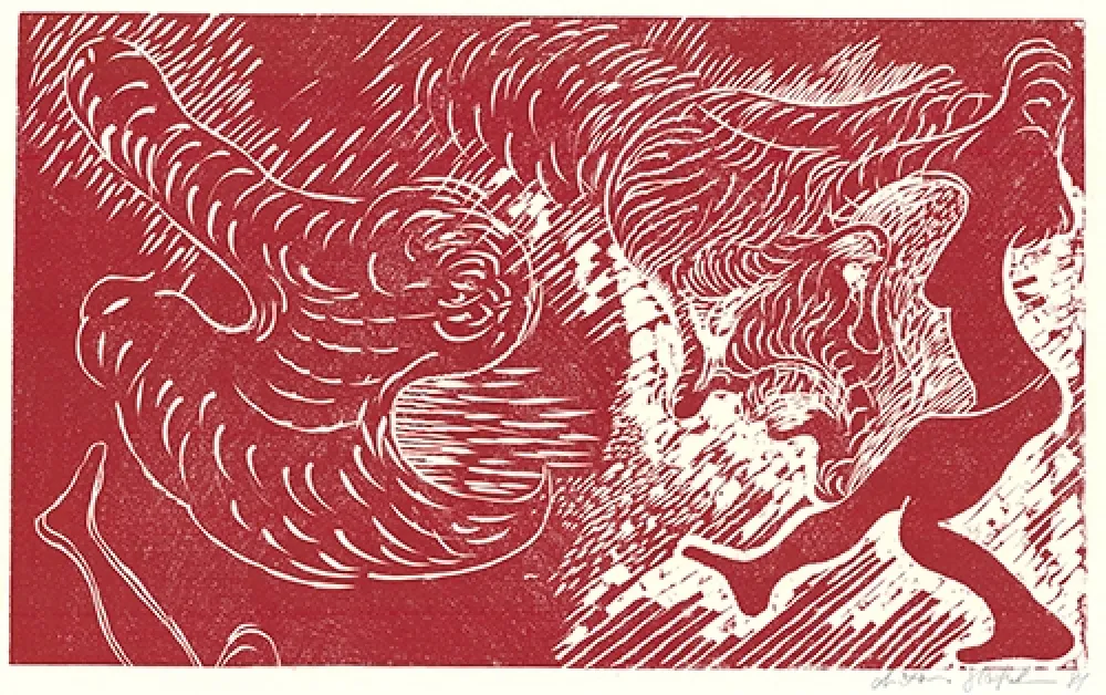 油毡版画 Höckelmann - Surferin (Rot)