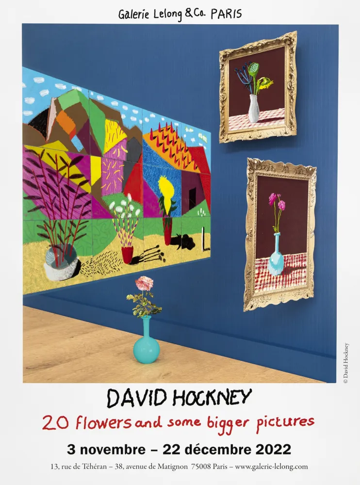 胶版印刷 Hockney - « David Hockney : 20 fleurs et quelques tableaux plus grands »
