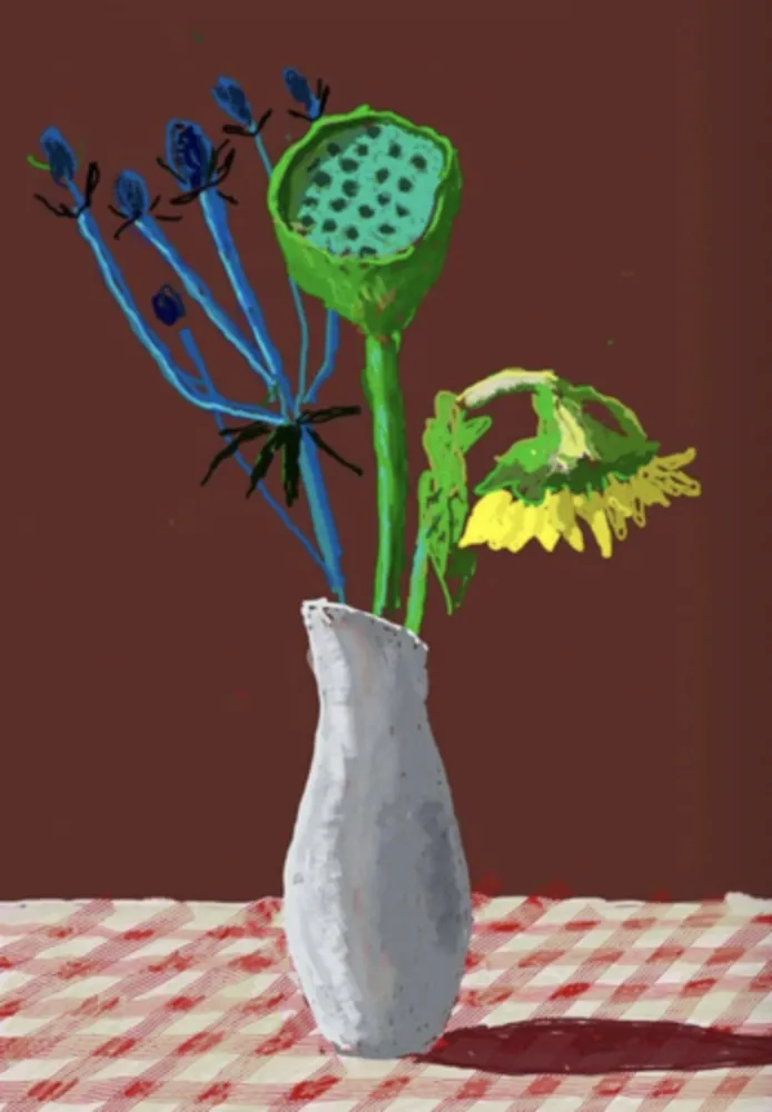 复数作品 Hockney - 19th March 2021, Sunflower with Exotic Flower