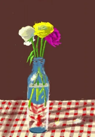 复数作品 Hockney - 23rd March 2021, Flowers in a Milk Bottle