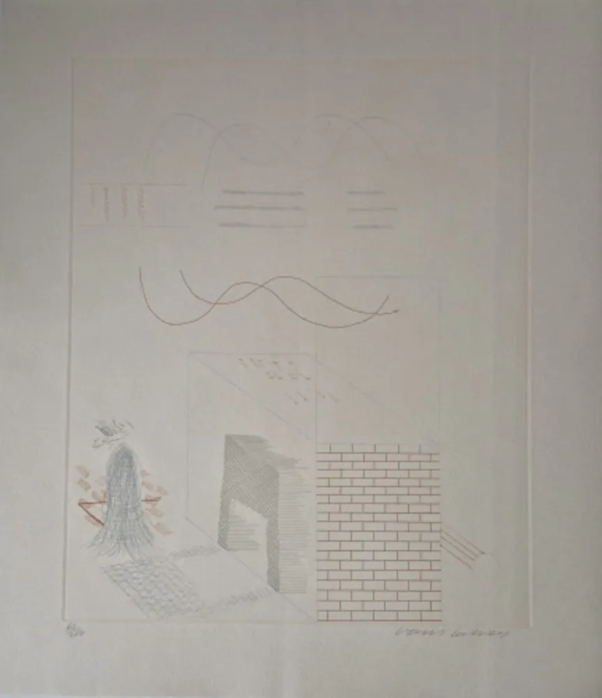 版画 Hockney - Buzzing of the Blue Guitar