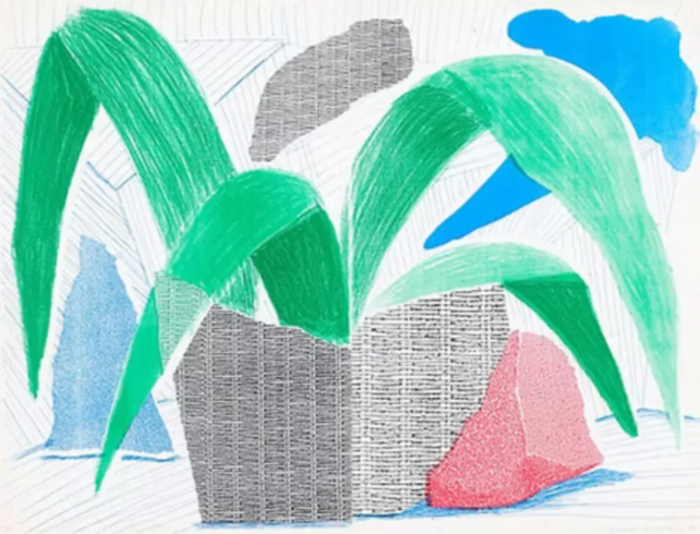 复数作品 Hockney - Green Grey & Blue Plant, July (Diptych)