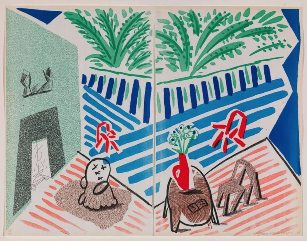 胶版印刷 Hockney - Livingroom and Terrace