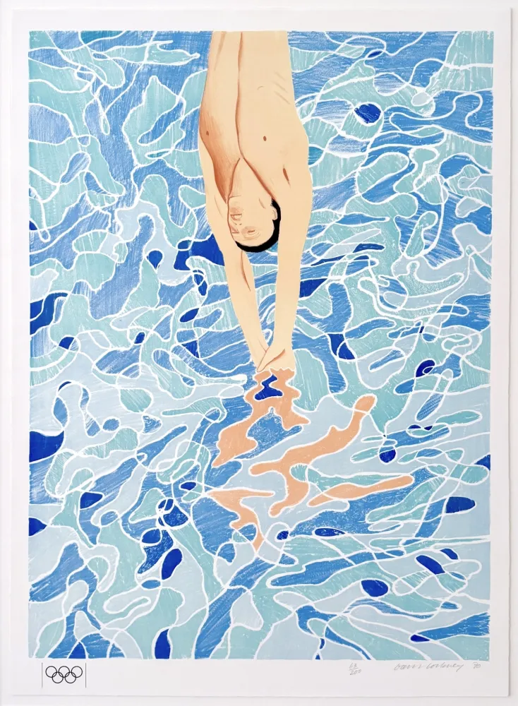 石版画 Hockney - Munich Olympics, Swimmer