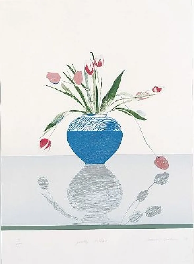 石版画 Hockney - Pretty Tulips