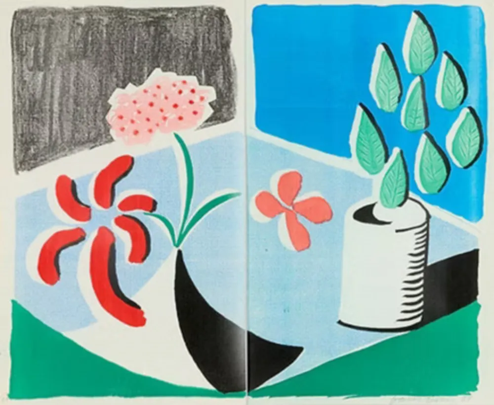 复数作品 Hockney - Red Flowers and Green Leaves, Separate, May