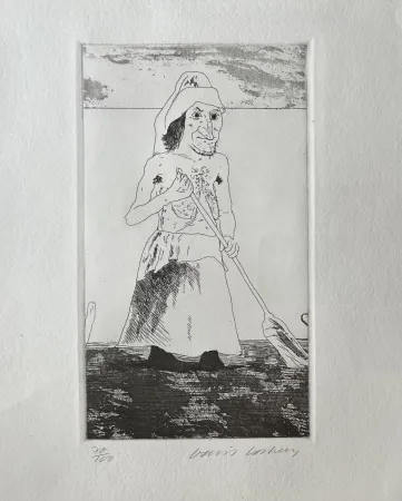 版画 Hockney - The Enchantress in her garden