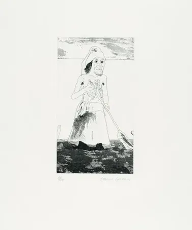 版画 Hockney - The enchantress in her garden(1969)
