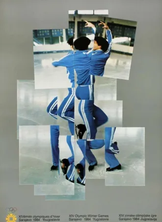 胶版印刷 Hockney - The Skater (Official 1984 Sarajevo Winter Olympics Poster) 