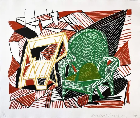 石版画 Hockney - Two Pembroke Studio Chairs from the Moving Focus Series