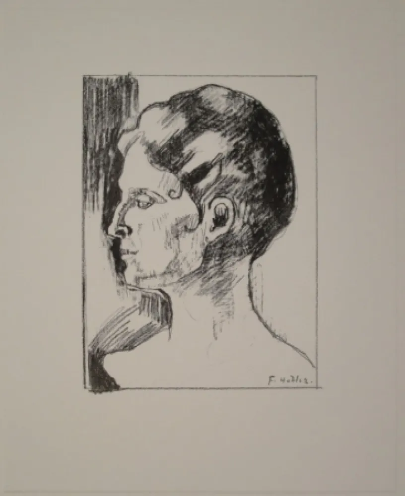 石版画 Hodler - Profilbildnis von Frau Hodler.