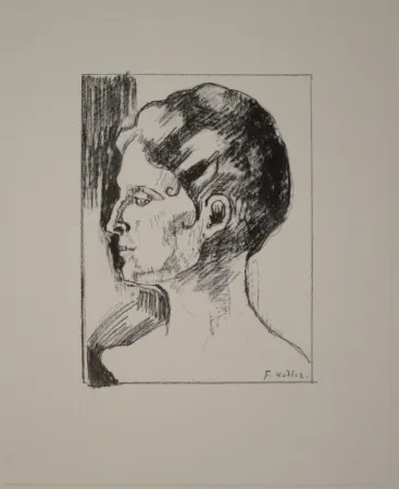 石版画 Hodler - Profilbildnis von Frau Hodler.