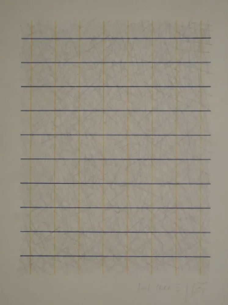 无技术 Honegger - Zeichnung in Bleistift und Rapidograph in Blau und Orange.