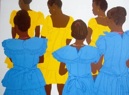 石版画 Hoyos -  I tan bae pa pruceccion di San Basilio -1 