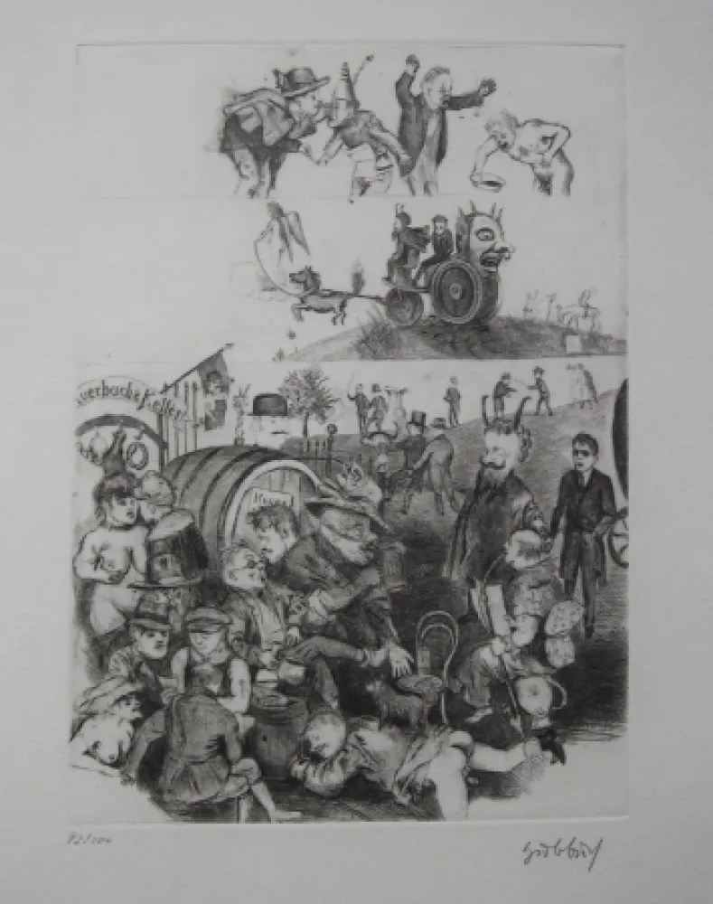 蚀刻版画 Hubbuch - Auerbachs Keller in Leipzig