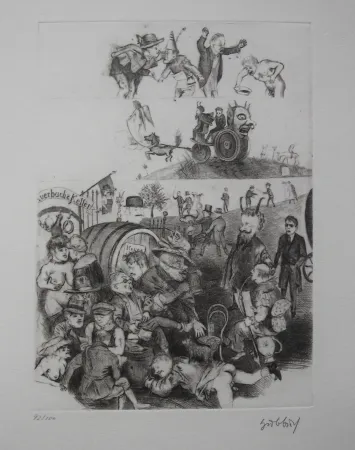 蚀刻版画 Hubbuch - Auerbachs Keller in Leipzig