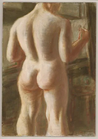 无技术 Hubbuch - (Weiblicher, lesender Rückenakt - Marianne). 