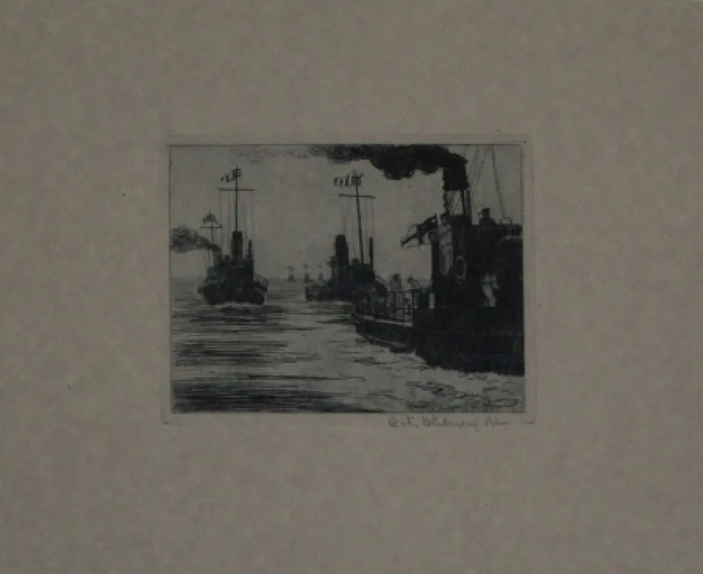版画 Hübner - Dampfschiffe / Steamboats