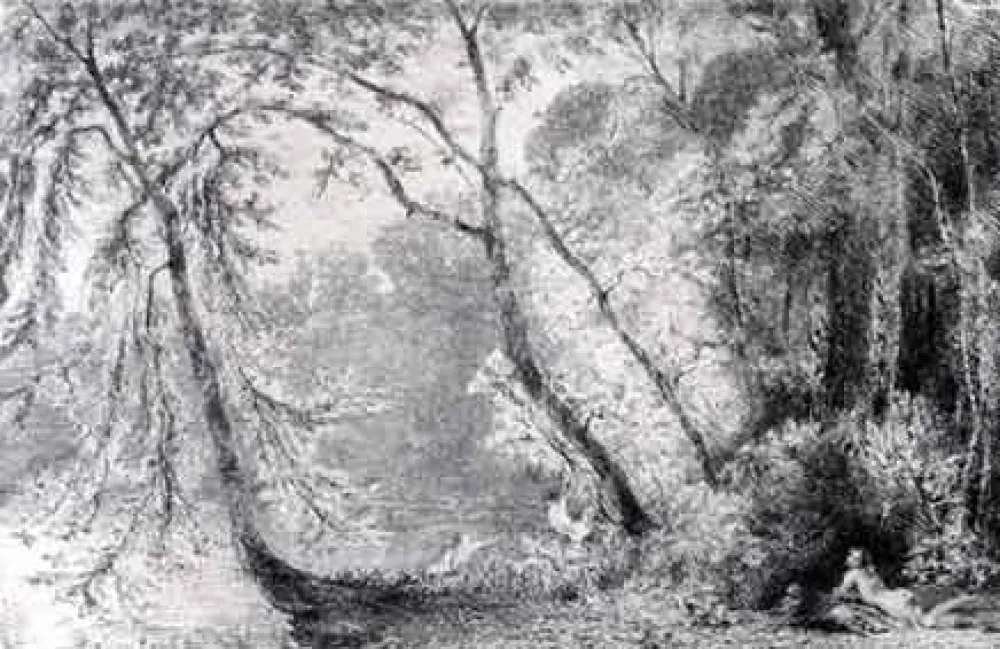 版画 Huet - Baigneuses