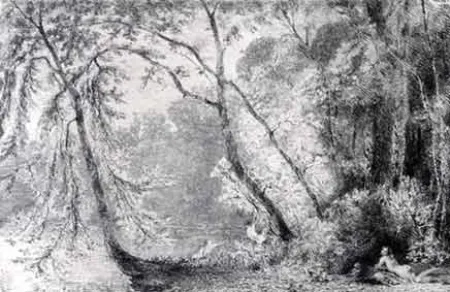 版画 Huet - Baigneuses