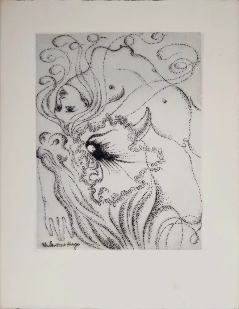 蚀刻版画 Hugo - Nu au Taureau, 1946