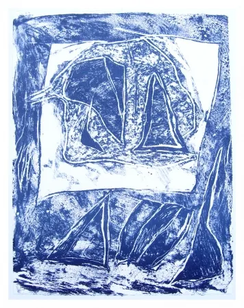 石版画 Humair - Composition bleue 1