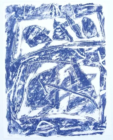 石版画 Humair - Composition bleue 2