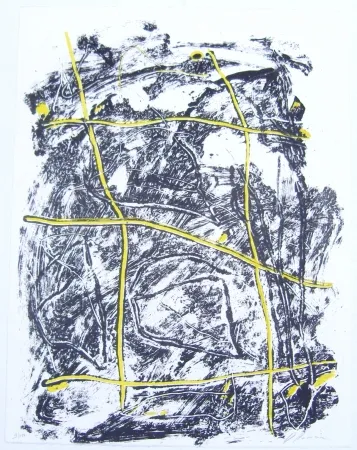 石版画 Humair - Composition jaune et noire 2