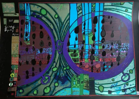 丝网印刷 Hundertwasser - A RAINY DAY ON THE REGENTAG