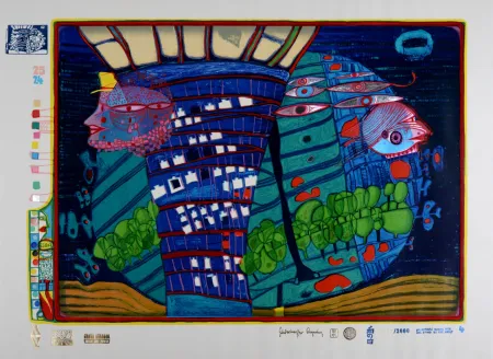 丝网印刷 Hundertwasser - Exodus Into Space, Plate 4, 1970-72