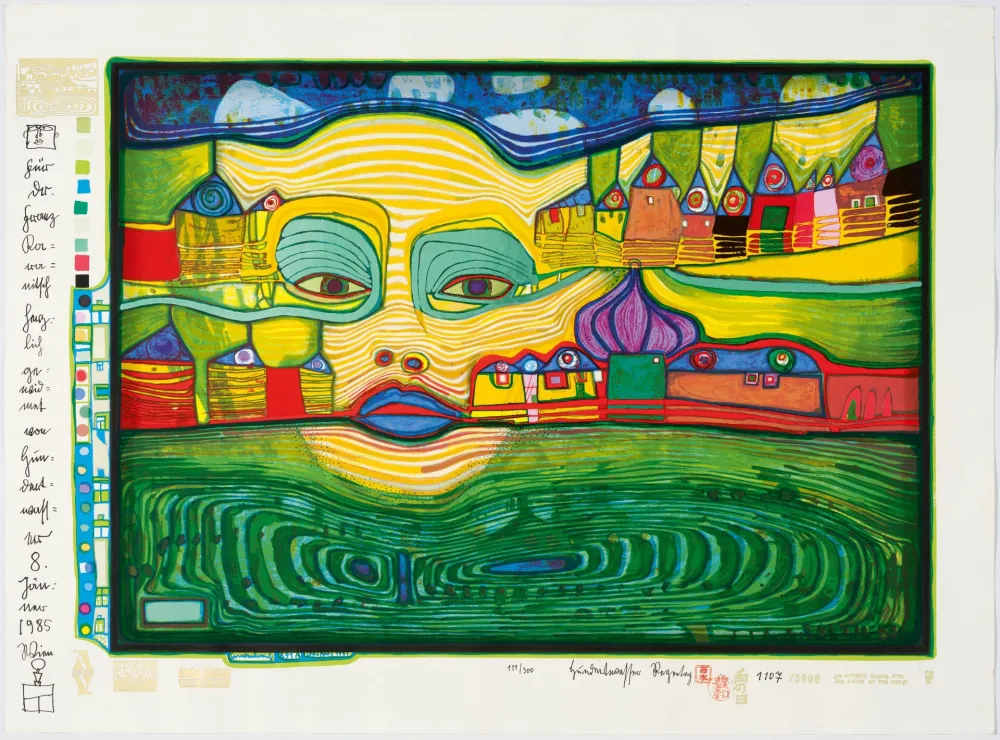 丝网印刷 Hundertwasser - Irinaland über dem Balkan