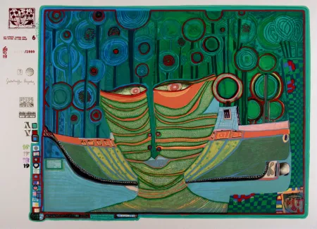 丝网印刷 Hundertwasser - Kolumbus Regentag in Indien, Plate 6, 1970-72